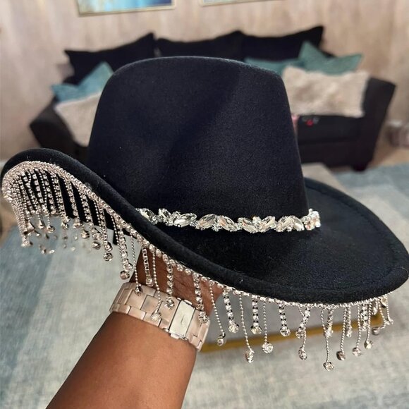 Rhinestone fringe cowgirl hat main image 6
